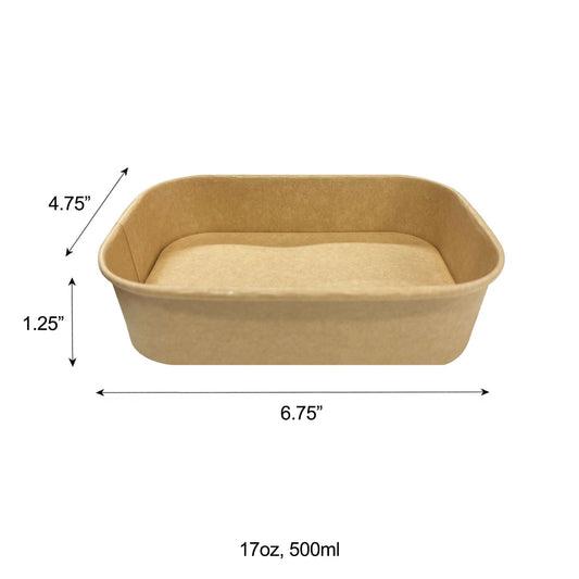 KIS-FC500 | 17oz, 500ml Kraft Paper Rectangle Containers Base; From $0.203/pc