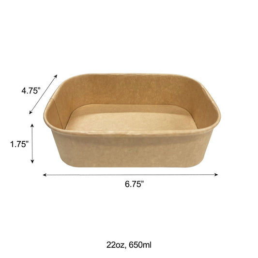 KIS-FC650 | 22oz, 650ml Kraft Paper Rectangle Containers Base; From $0.218/pc