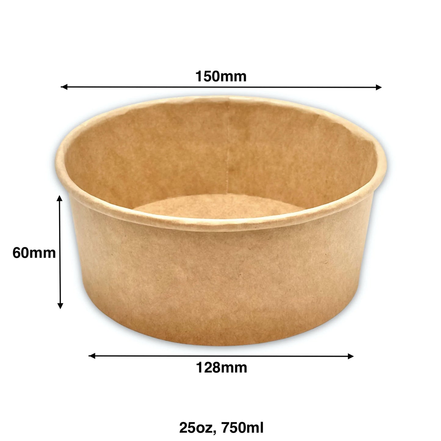 Paper Salad Bowl Kraft - 750ml - Carton of 300 - KIS PAPER - 11038; From $0.205/pc