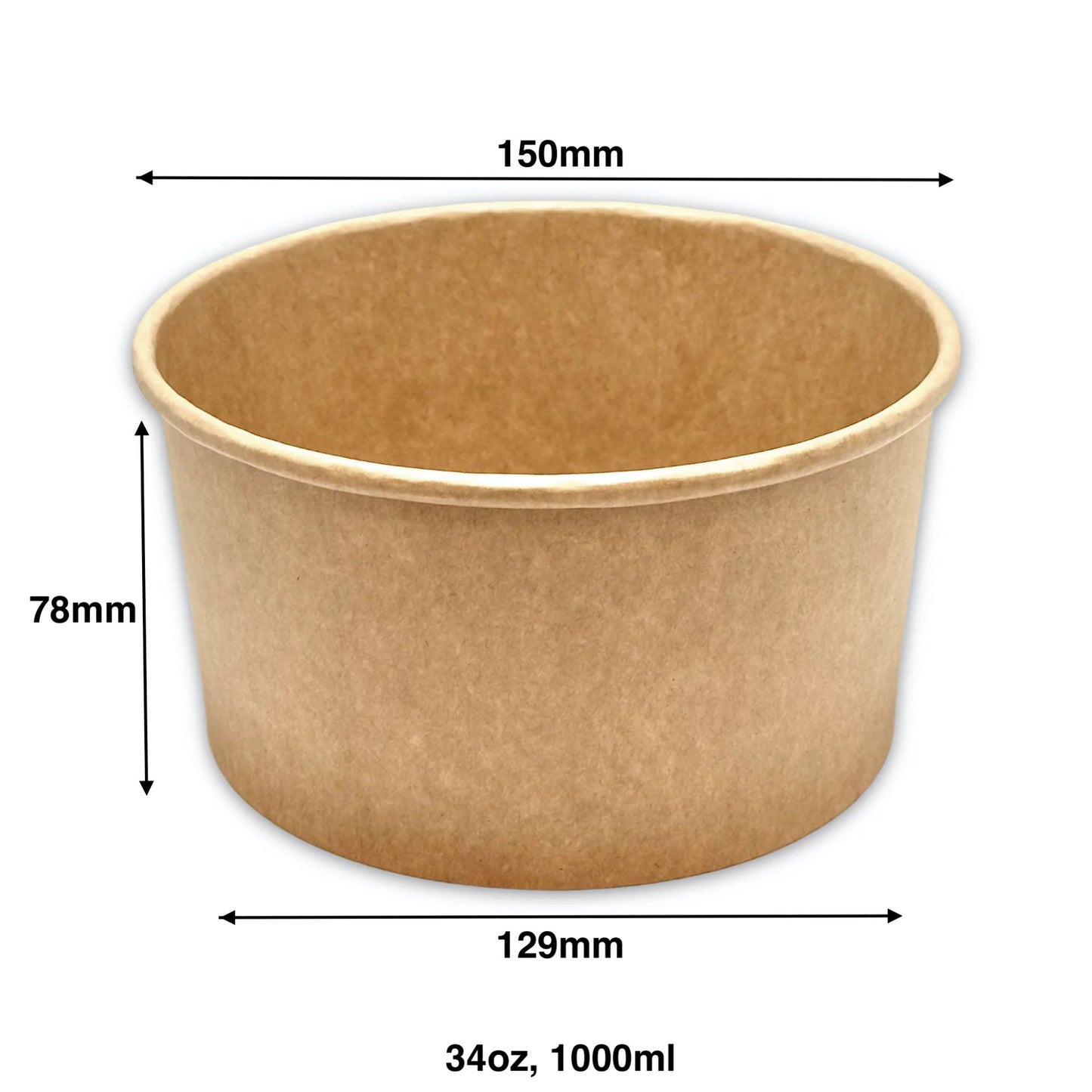 Paper Salad Bowl Kraft - 1000ml - Carton of 300 - KIS PAPER - 11040; From $0.229/pc