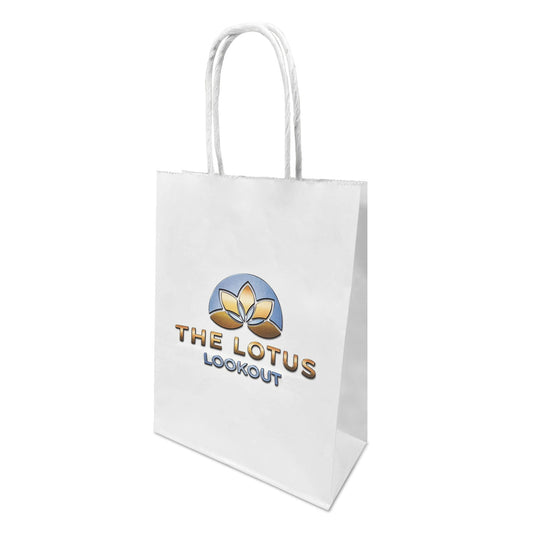 200pcs, Double Wine 9x5.75x13 inches White Paper Bags Twist Handles, Full  Color Print, Printed in Canada
