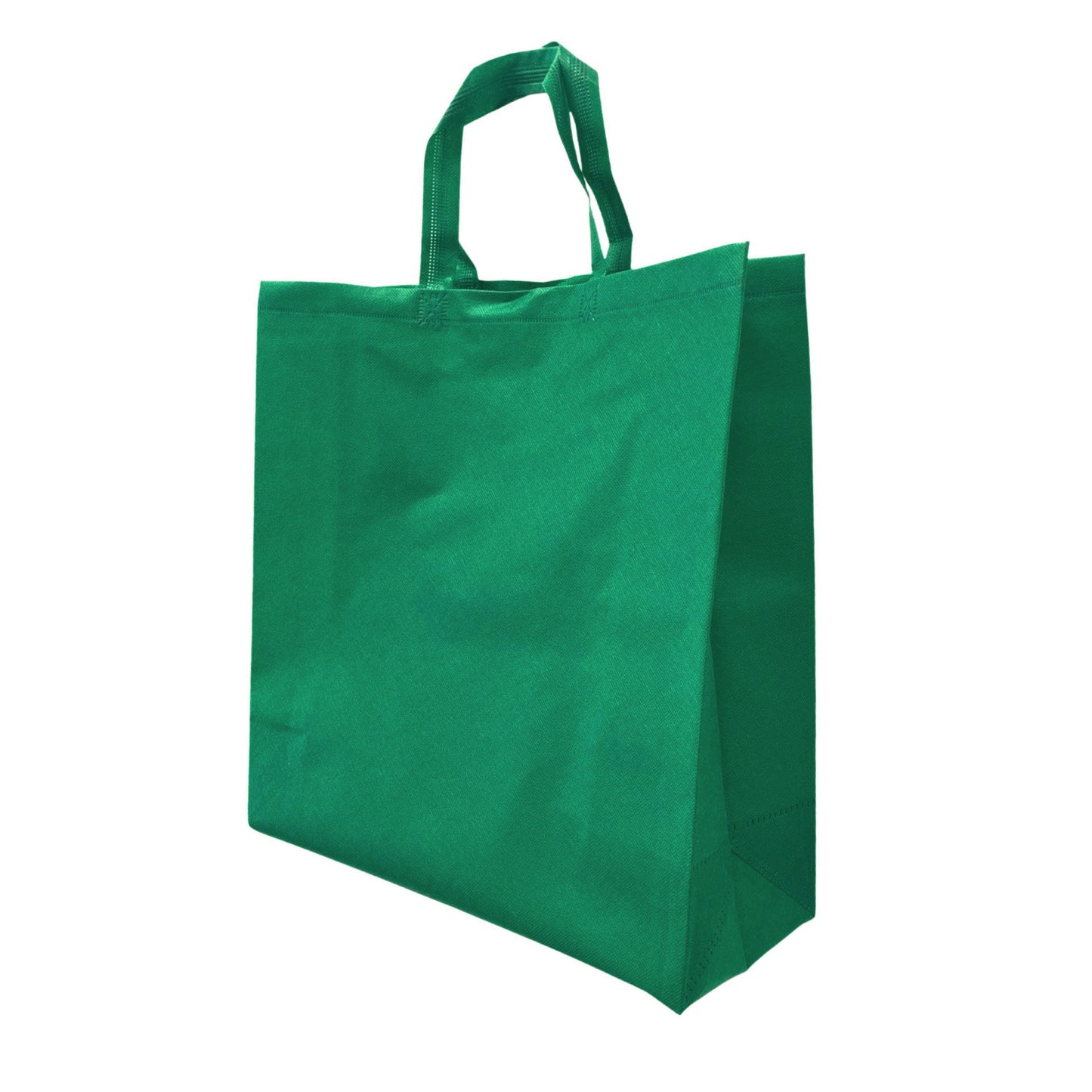 200pcs, Grocer, 15.5x6x15.5 inches, Dark Green Non-Woven Reusable Shopping Bags, with Flat Handles