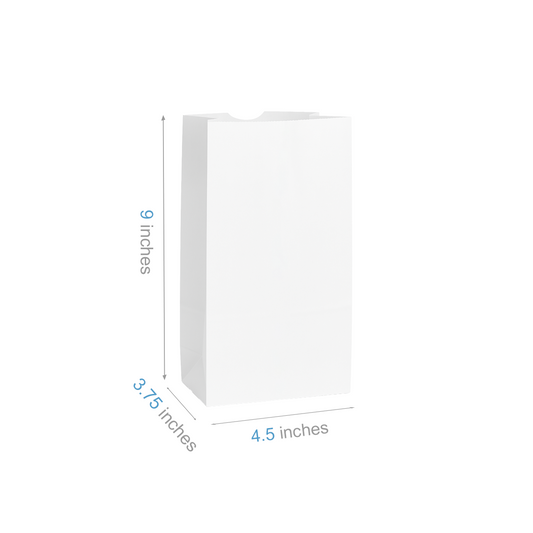 #3 - 4.5" x 3.75" x 9" - Prescription Bags - White Grocery Bags - Carton of 1000 - KIS PAPER - 6023; $0.069/pc