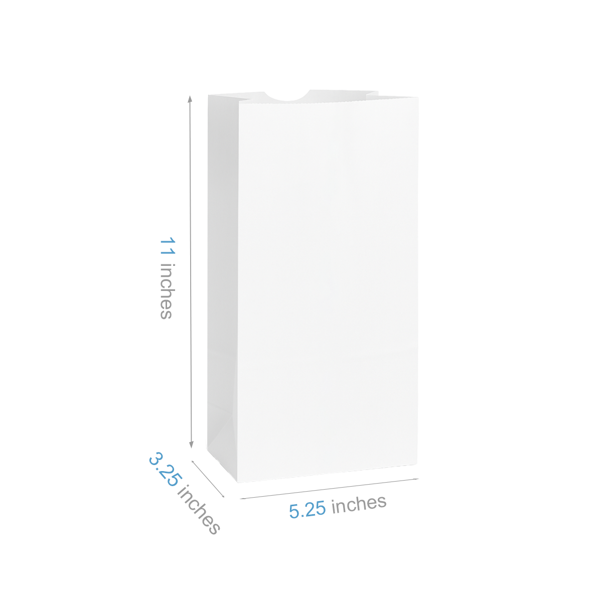 #5 - 5.25" x 3.25" x 11" - Prescription Bags - White Grocery Bags - Carton of 1000 - KIS PAPER - 6024; $0.070/pc