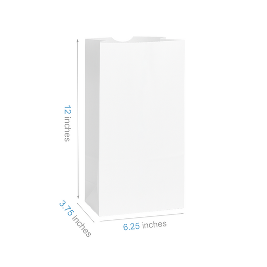 #8 - 6.25" x 3.75" x 12" - Prescription Bags - White Grocery Bags - Carton of 1000 - KIS PAPER - 6025; $0.082/pc