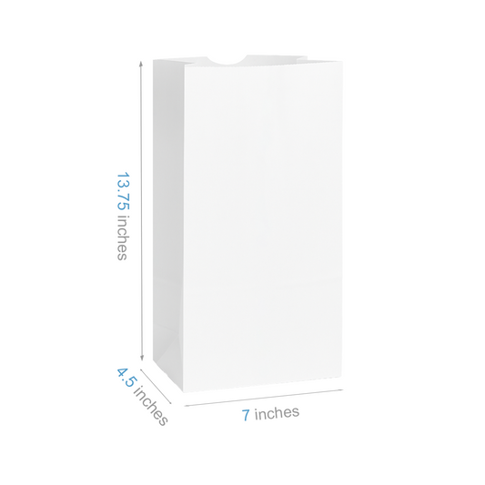 #12 - 7" x 4.5" x 13.75" - Prescription Bags - White Grocery Bags - Carton of 500 - KIS PAPER - 6026; $0.127/pc