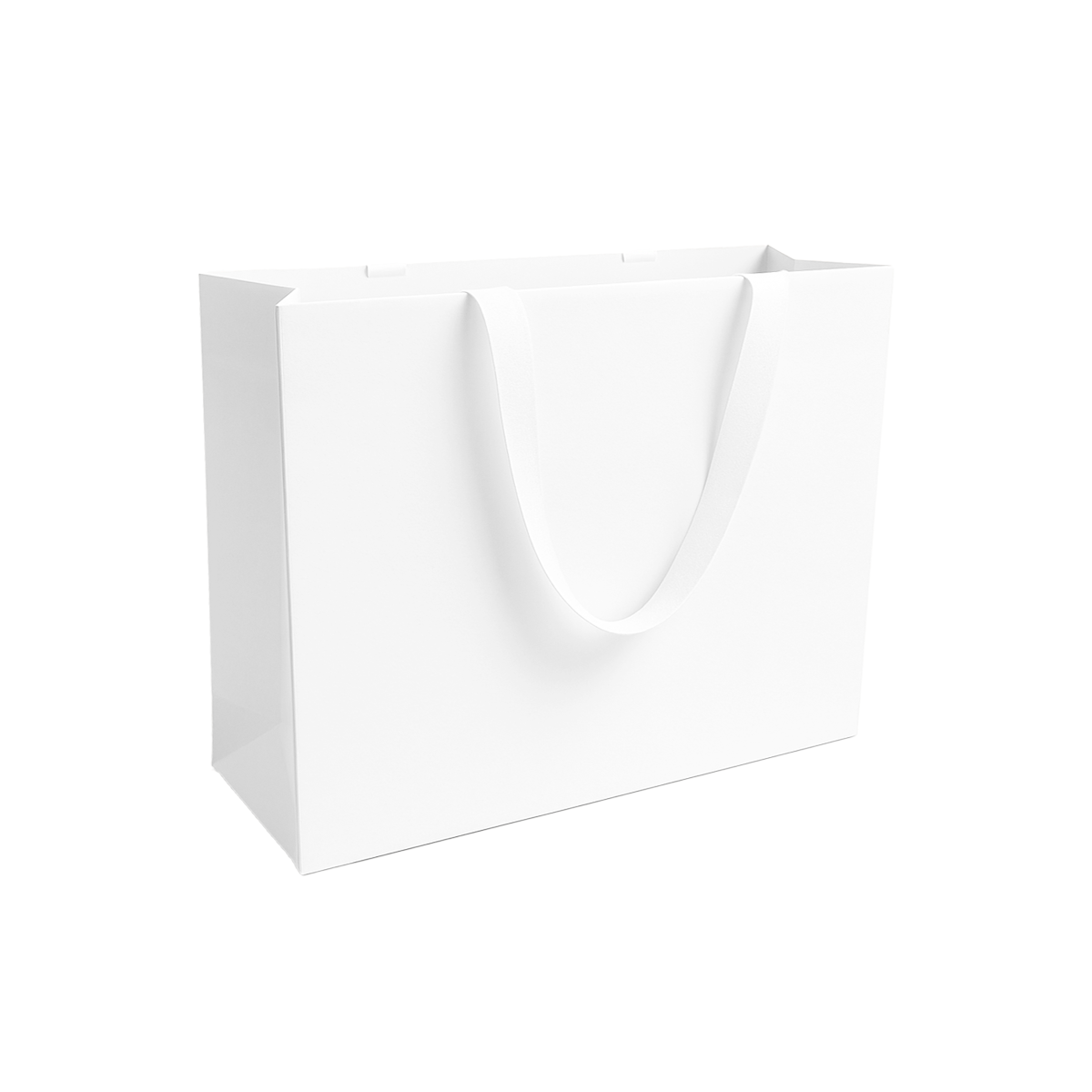 FB1662WW | 100pcs Vogue 16x6x12 inches White Contour Luxe Paper Gift Bag, Double-sides Smooth Finish, White Ribbon Handles; U$1.36/pc
