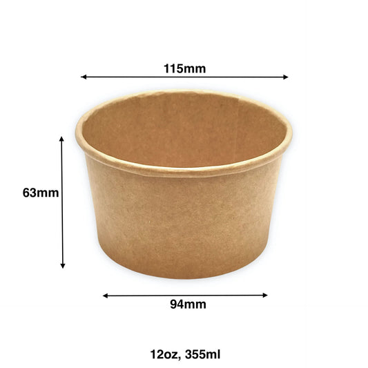 Paper Soup Containers Kraft - 12oz - Carton of 500 - KIS PAPER - 11001; From $0.119/pc