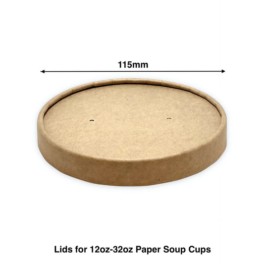 Kraft Paper Lid for Paper Soup Containers - 12oz/16oz/24oz/32oz - Carton of 500 - KIS PAPER - 11008; From $0.16/pc