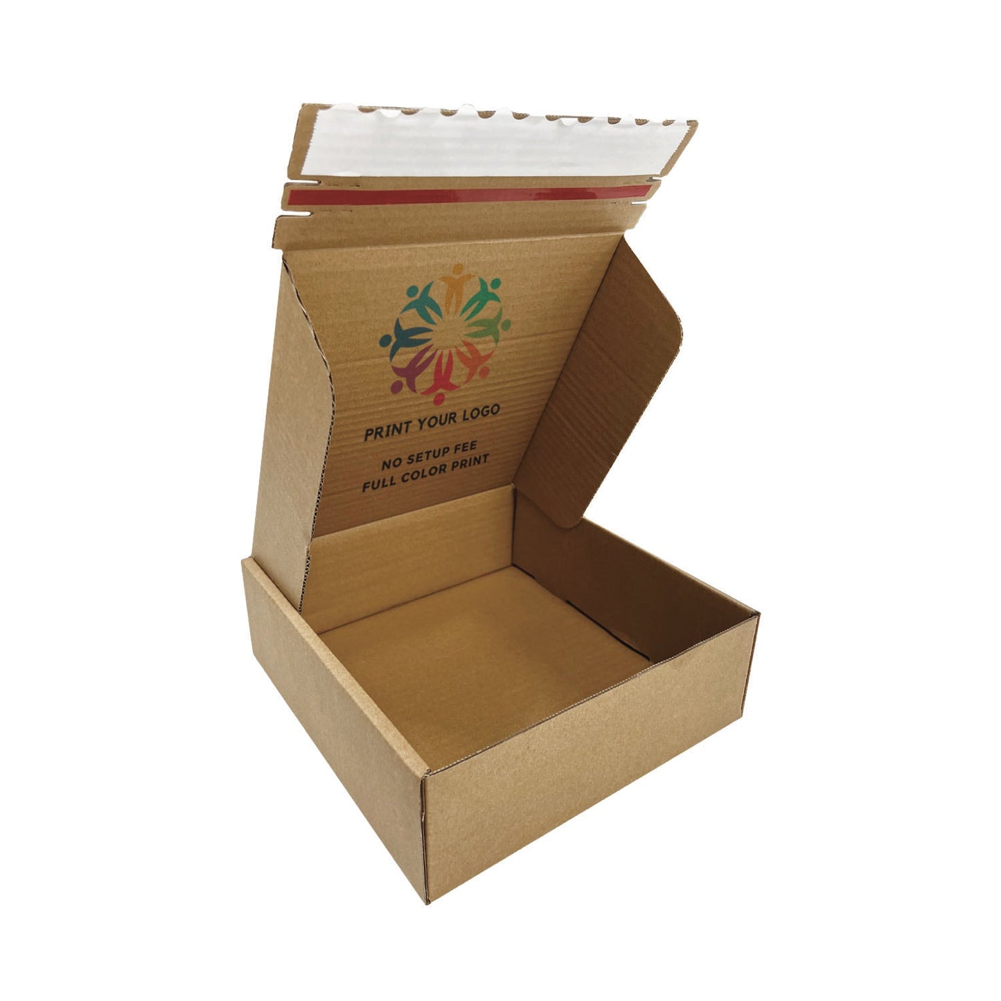 Custom Kraft Literature Corrugated Paper Mailer Boxes Self-Seal Tape - 10" x 10" x 2" - Bundle of 40 - KIS PAPER - 11264; Full Color Custom Print, Printed in Canada; From U$1.785/pc