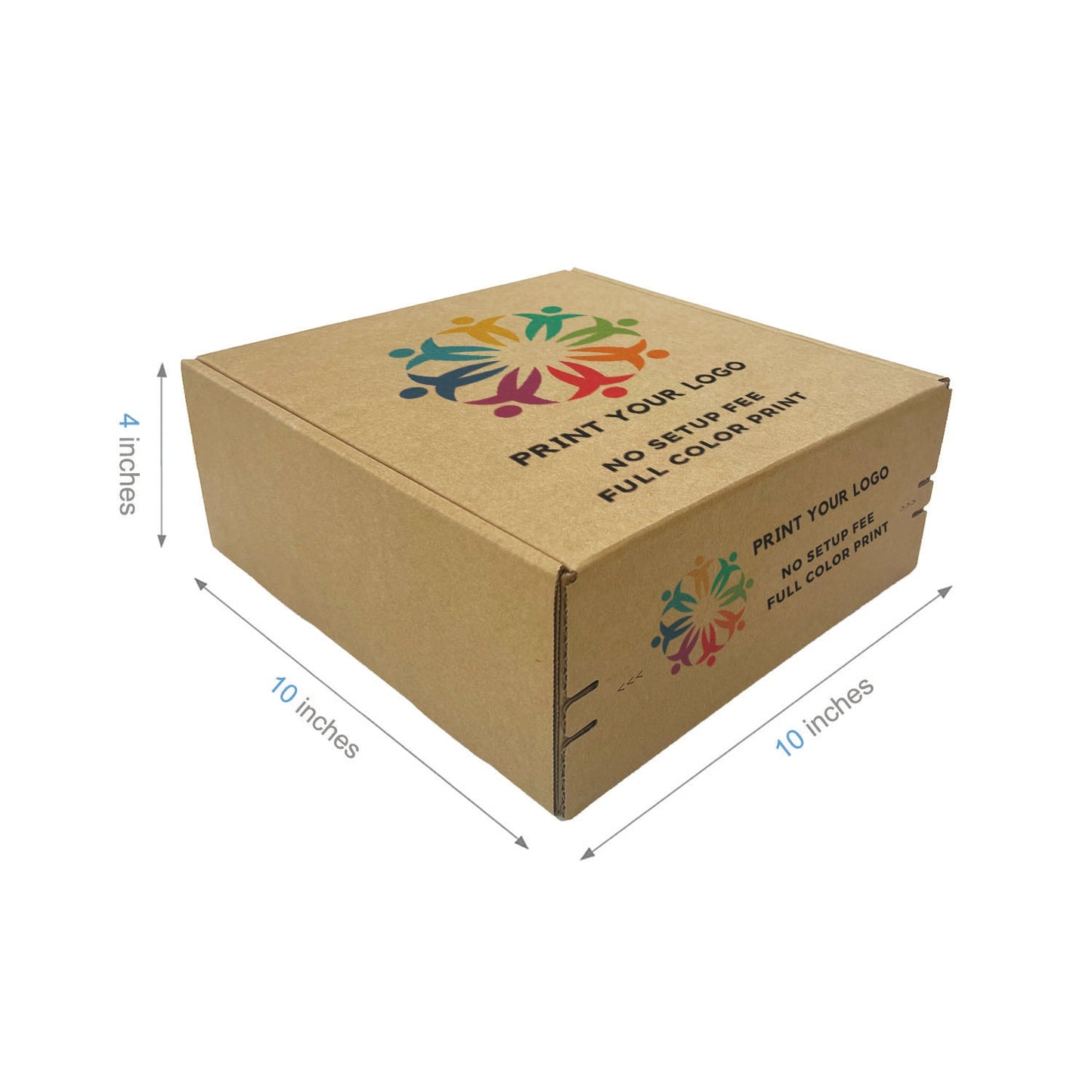 Custom Kraft Literature Corrugated Paper Mailer Boxes Self-Seal Tape - 10" x 10" x 4" - Bundle of 40 - KIS PAPER - 11265; Full Color Custom Print, Printed in Canada; From U$2.505/pc