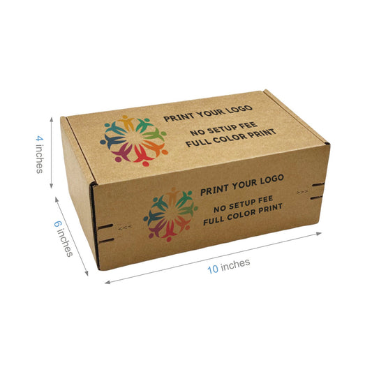 Custom Kraft Literature Corrugated Paper Mailer Boxes Self-Seal Tape - 10" x 6" x 4" - Bundle of 40 - KIS PAPER - 11263; Full Color Custom Print, Printed in Canada; From U$2.157/pc