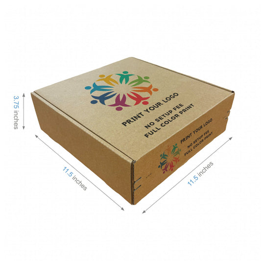 Custom Kraft Literature Corrugated Paper Mailer Boxes Self-Seal Tape - 11.5" x 11.5" x 3.75" - Bundle of 40 - KIS PAPER - 11267; Full Color Custom Print, Printed in Canada; From U$2.615/pc