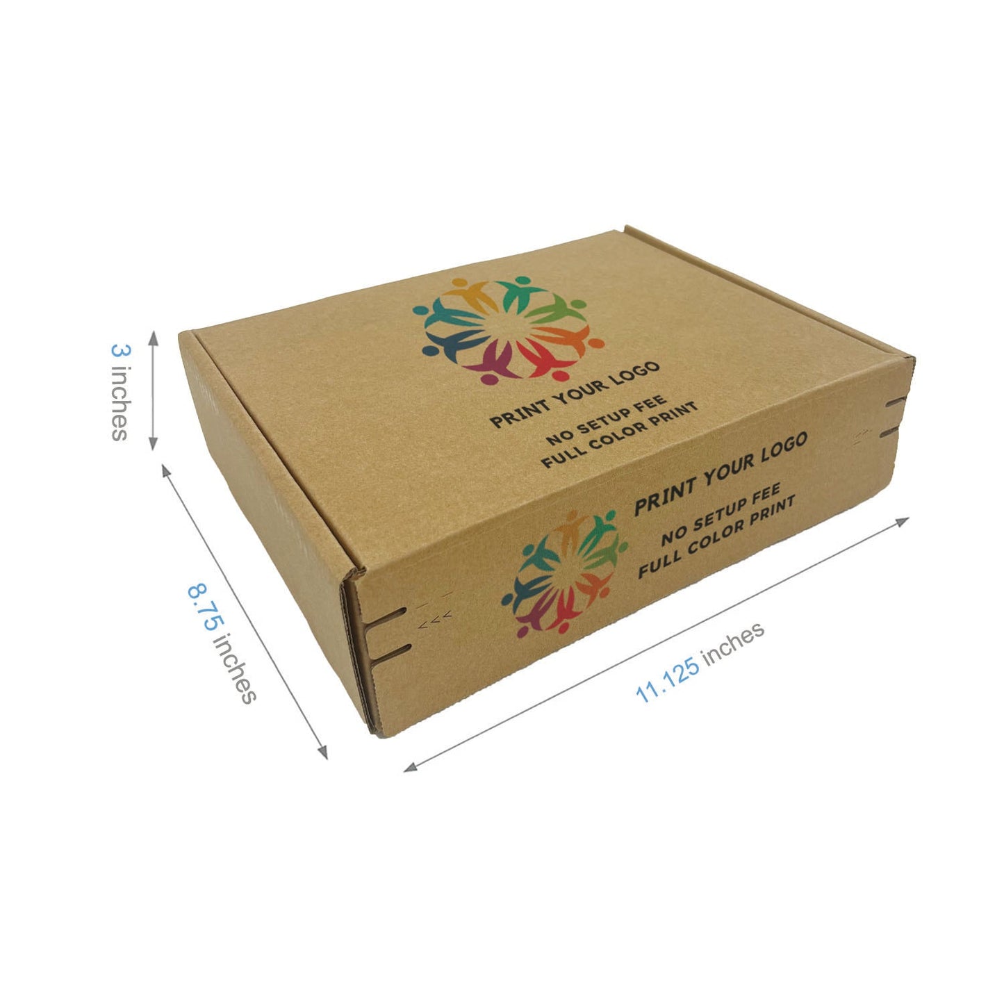 Custom Kraft Literature Corrugated Paper Mailer Boxes Self-Seal Tape - 11.125" x 8.75" x 3" - Bundle of 40 - KIS PAPER - 11266; Full Color Custom Print, Printed in Canada; From U$2.030/pc