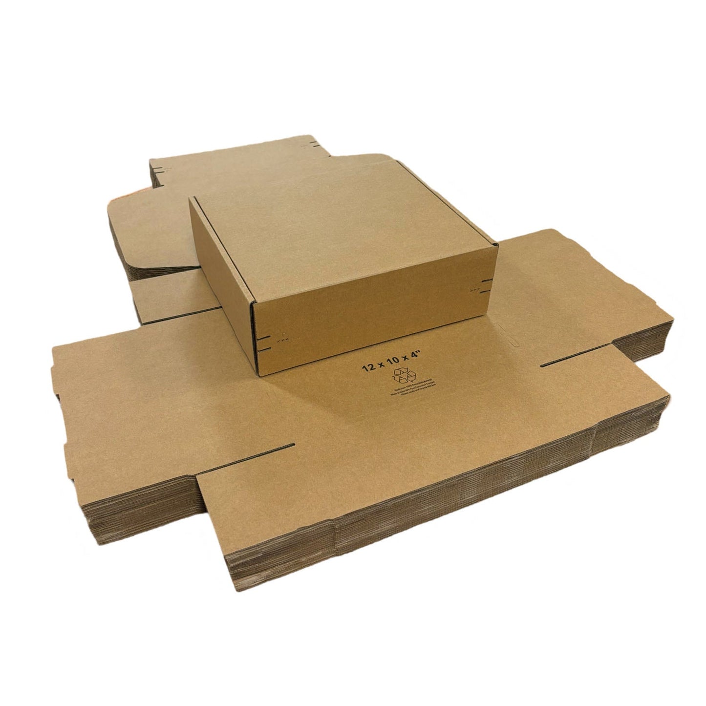 Kraft Literature Corrugated Paper Mailer Boxes Self-Seal Tape - 12" x 10" x 4" - Bundle of 40 - KIS PAPER - 11269; U$2.180/pc