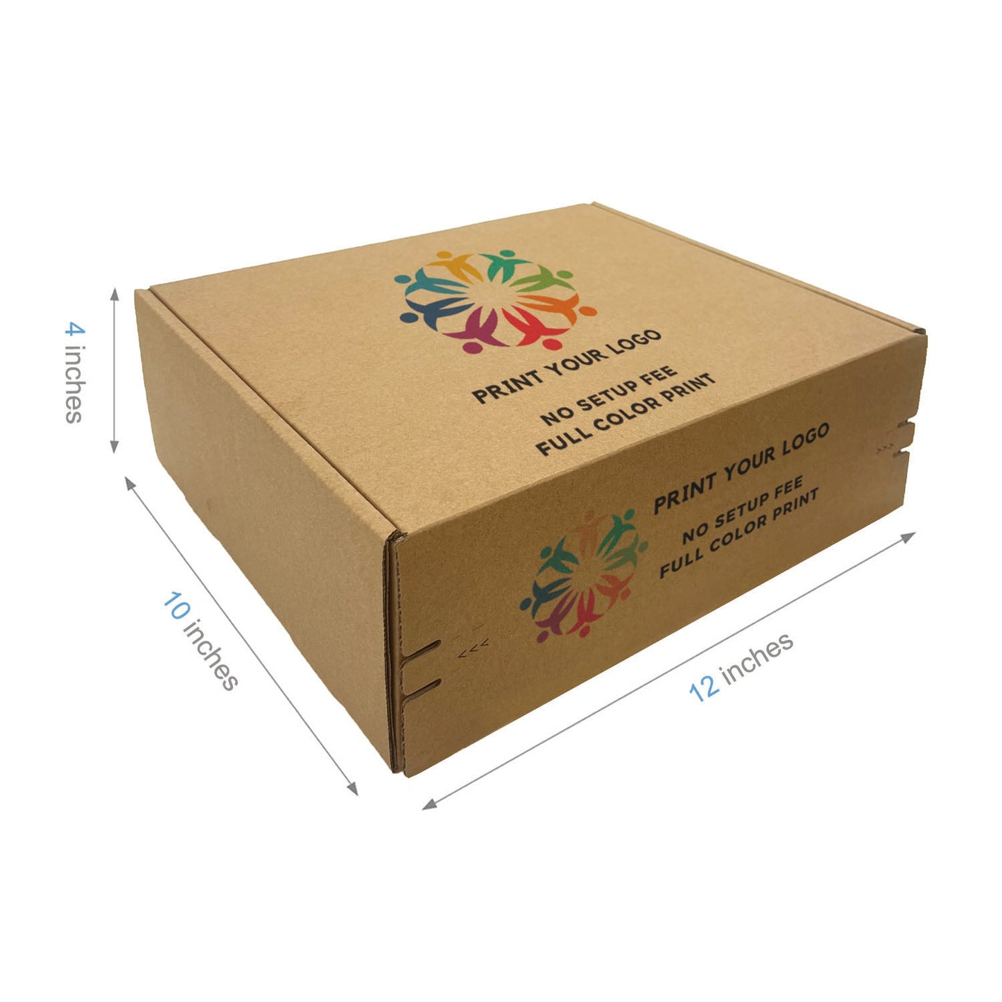 Custom Kraft Literature Corrugated Paper Mailer Boxes Self-Seal Tape - 12" x 10" x 4" - Bundle of 40 - KIS PAPER - 11269; Full Color Custom Print, Printed in Canada; From U$2.570/pc