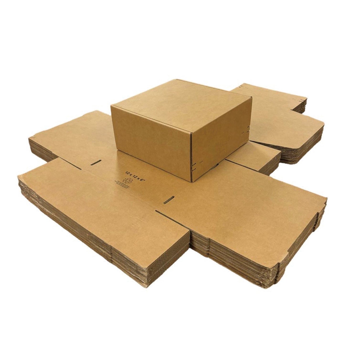 Kraft Literature Corrugated Paper Mailer Boxes Self-Seal Tape - 12" x 12" x 6" - Bundle of 40 - KIS PAPER - 11272; U$3.377/pc