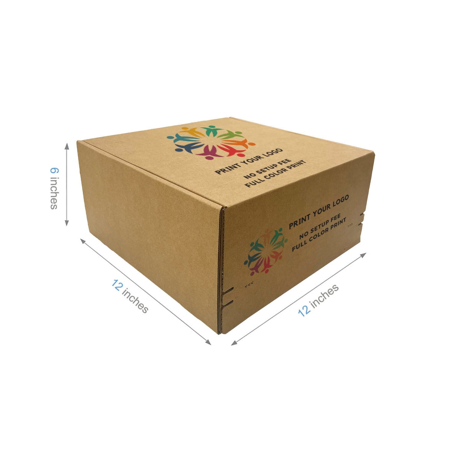 Custom Kraft Literature Corrugated Paper Mailer Boxes Self-Seal Tape - 12" x 12" x 6" - Bundle of 40 - KIS PAPER - 11272; Full Color Custom Print, Printed in Canada; From U$3.807/pc