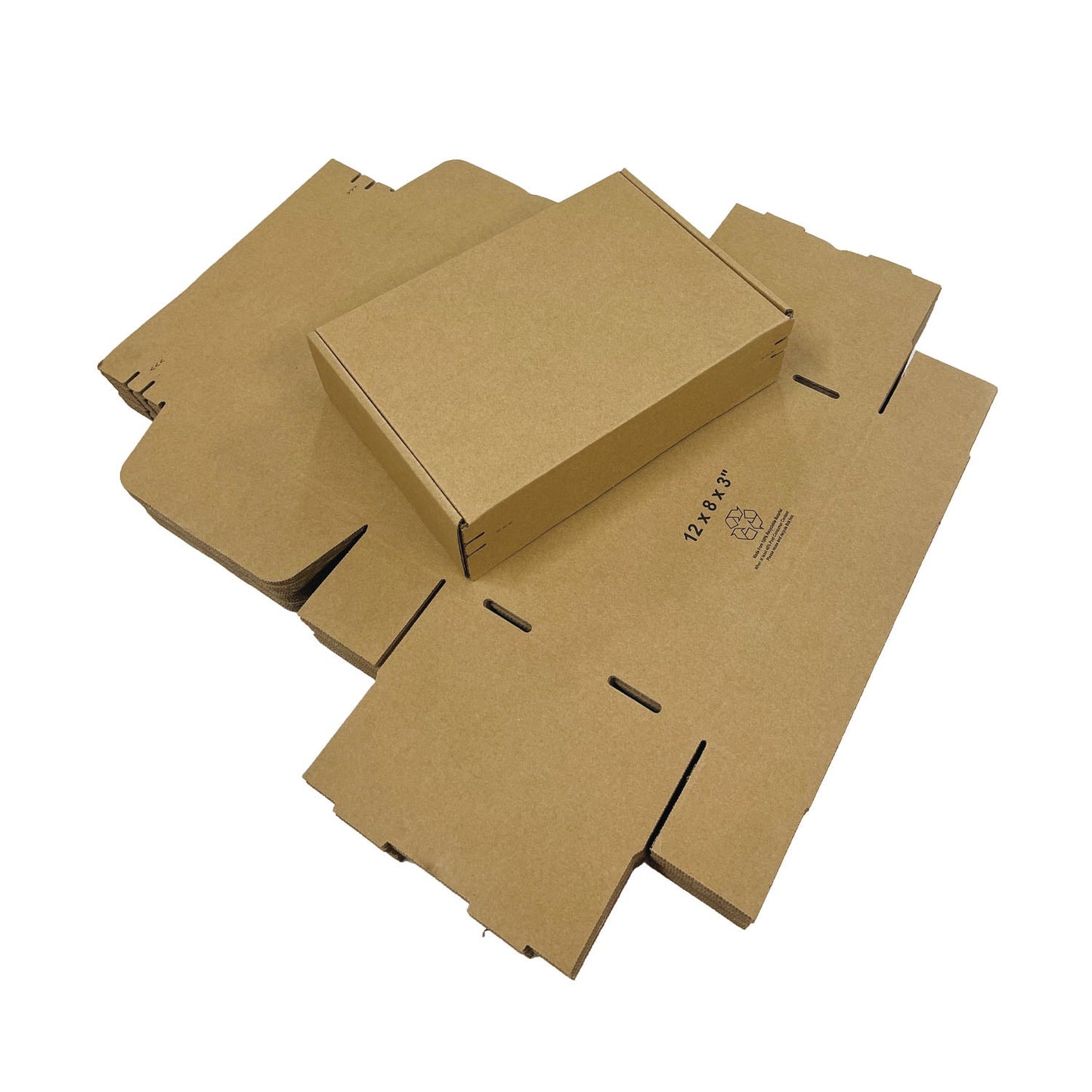 Kraft Literature Corrugated Paper Mailer Boxes Self-Seal Tape - 12" x 8" x 3" - Bundle of 40 - KIS PAPER - 11268; U$1.547/pc