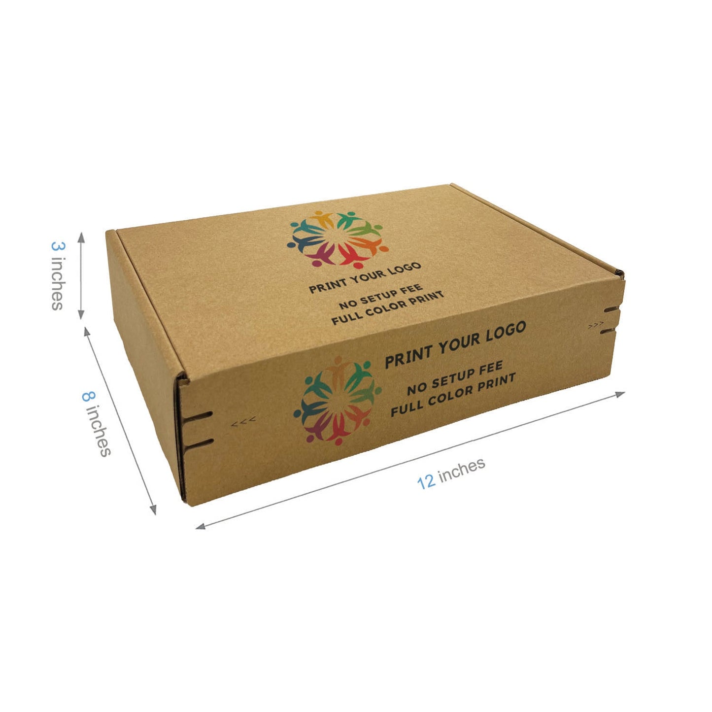 Custom Kraft Literature Corrugated Paper Mailer Boxes Self-Seal Tape - 12" x 8" x 3" - Bundle of 40 - KIS PAPER - 11268; Full Color Custom Print, Printed in Canada; From U$1.977/pc