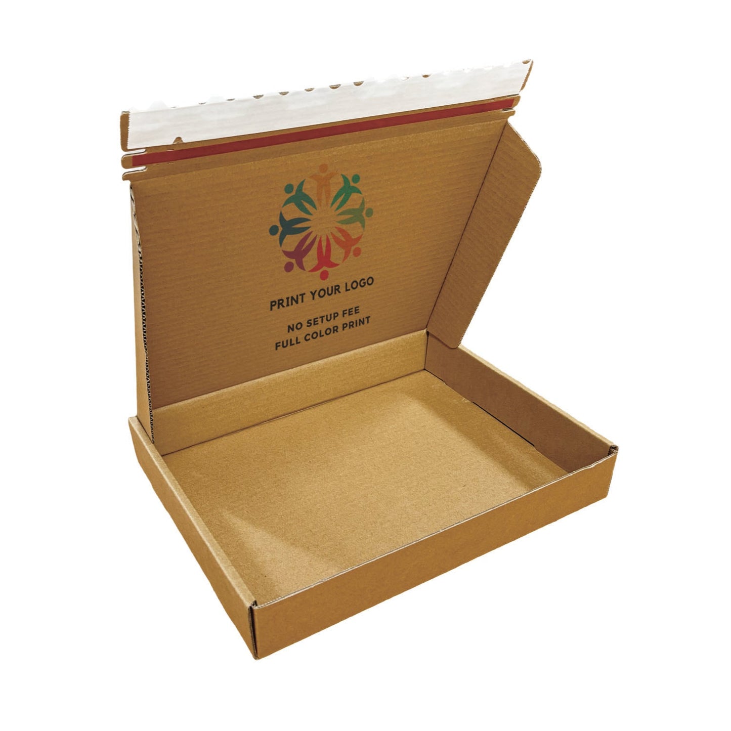 Custom Kraft Literature Corrugated Paper Mailer Boxes Self-Seal Tape - 13" x 10" x 2" - Bundle of 40 - KIS PAPER - 11273; Full Color Custom Print, Printed in Canada; From U$2.375/pc