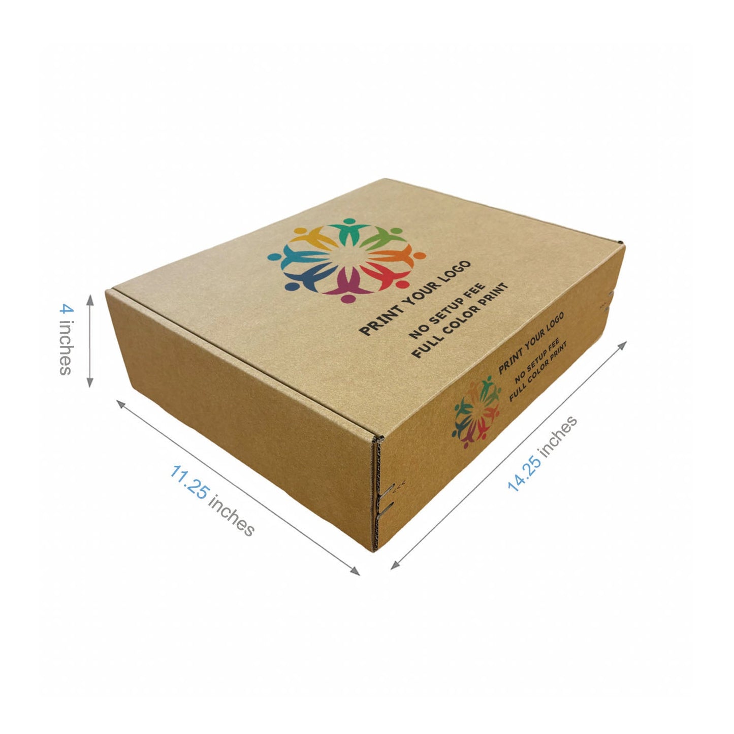 Custom Kraft Literature Corrugated Paper Mailer Boxes Self-Seal Tape - 14.25" x 11.25" x 4" - Bundle of 40 - KIS PAPER - 11279; Full Color Custom Print, Printed in Canada; From U$2.732/pc