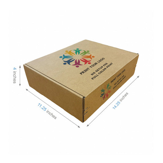 Custom Kraft Literature Corrugated Paper Mailer Boxes Self-Seal Tape - 14.25" x 11.25" x 4" - Bundle of 40 - KIS PAPER - 11279; Full Color Custom Print, Printed in Canada; From U$2.732/pc