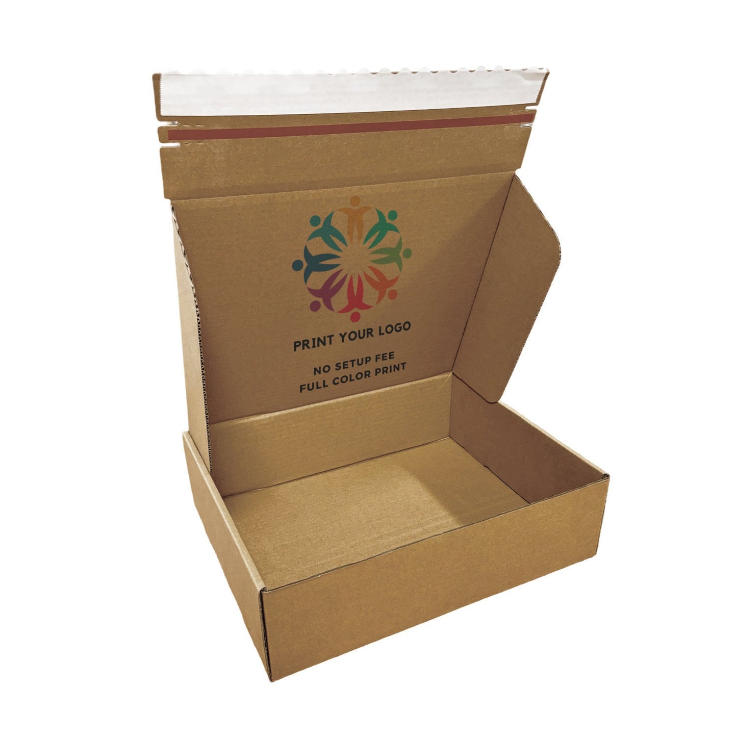 Custom Kraft Literature Corrugated Paper Mailer Boxes Self-Seal Tape - 14.25" x 11.25" x 4" - Bundle of 40 - KIS PAPER - 11279; Full Color Custom Print, Printed in Canada; From U$2.732/pc