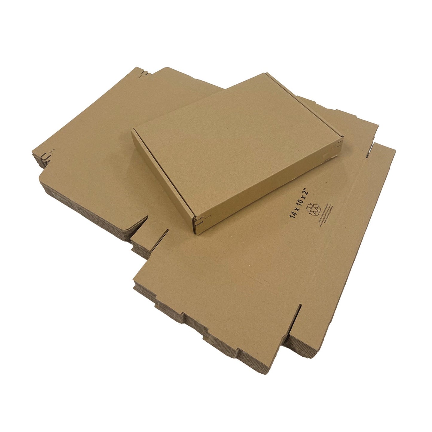 Kraft Literature Corrugated Paper Mailer Boxes Self-Seal Tape - 14" x 10" x 2" - Bundle of 40 - KIS PAPER - 11277; U$2.032/pc