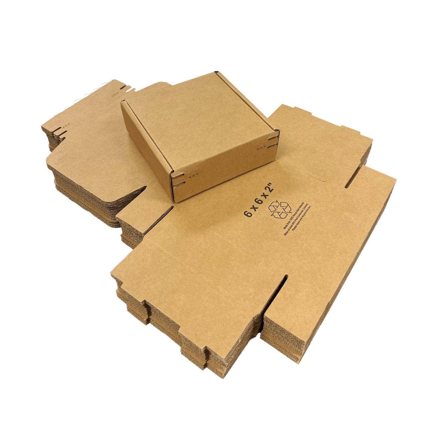 Kraft Literature Corrugated Paper Mailer Boxes Self-Seal Tape - 6" x 6" x 2" - Bundle of 40 - KIS PAPER - 11258; U$0.90/pc