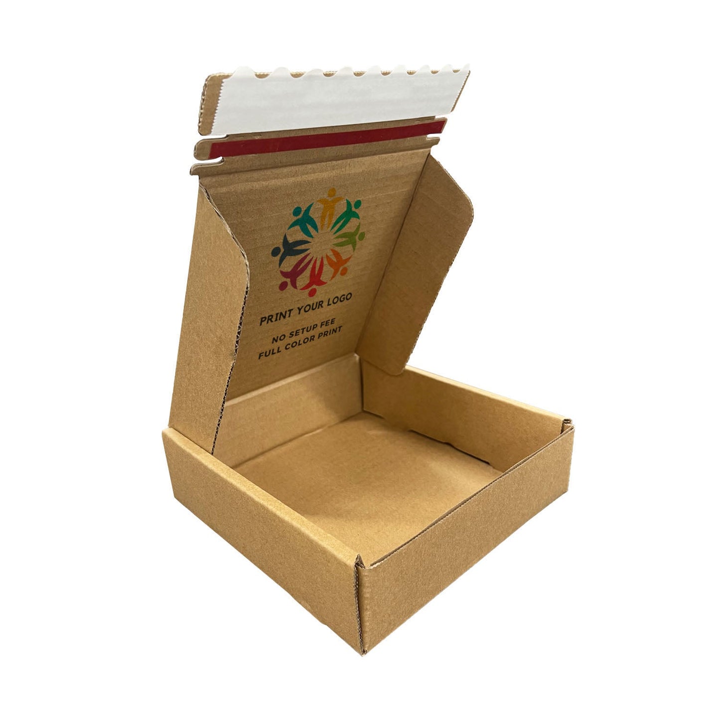 Custom Kraft Literature Corrugated Paper Mailer Boxes Self-Seal Tape - 7" x 7" x 2" - Bundle of 40 - KIS PAPER - 11259; Full Color Custom Print, Printed in Canada; From U$1.315/pc