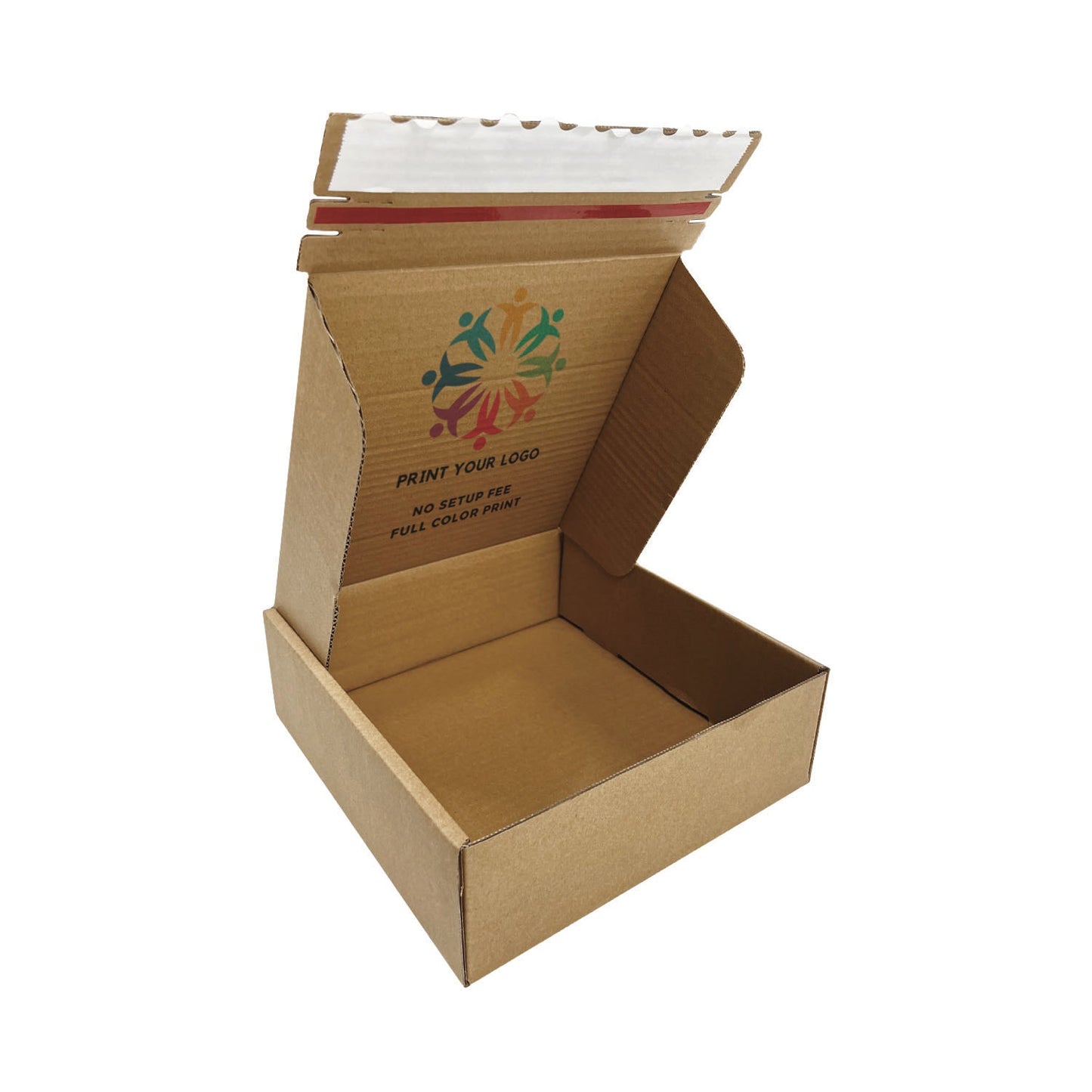 Custom Kraft Literature Corrugated Paper Mailer Boxes Self-Seal Tape - 8" x 8" x 3" - Bundle of 40 - KIS PAPER - 11260; Full Color Custom Print, Printed in Canada; From U$1.815/pc