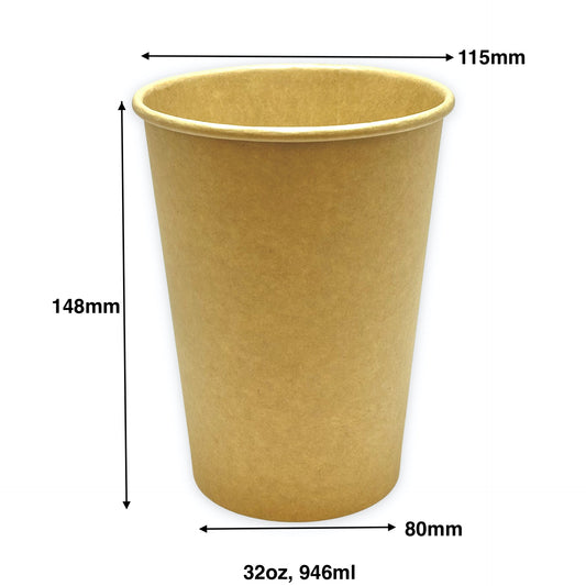 KIS-SC32 | 32oz, 946ml Kraft Paper Soup Cup Base; From $0.167/pc