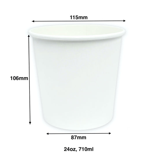 KIS-EM24G | 24oz, 710ml White Paper Soup Cup Base; From $0.091/pc