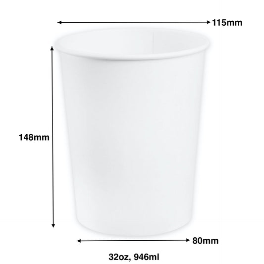 KIS-EM32G | 32oz, 946ml White Paper Soup Cup Base; From $0.112/pc