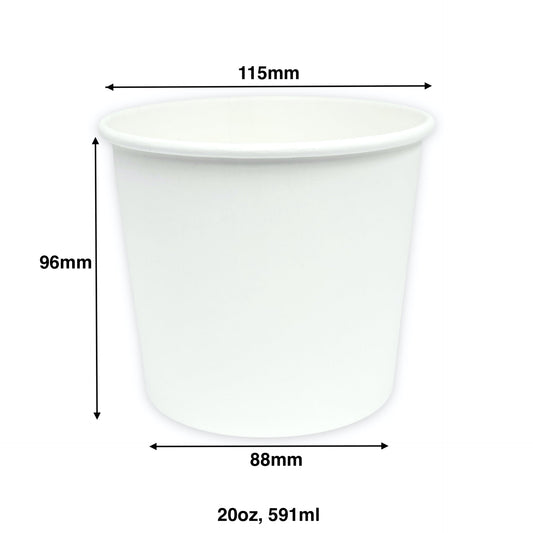 KIS-EM20G | 20oz, 591ml White Paper Soup Cup Base; From $0.10/pc