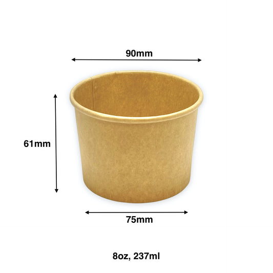 KIS-SC08 | 8oz, 240ml Kraft Paper Soup Cup Base; From $0.07/pc