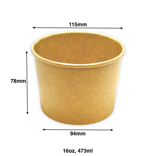 KIS-SC16 | 16oz, 473ml Kraft Paper Soup Cup Base; From $0.09/pc