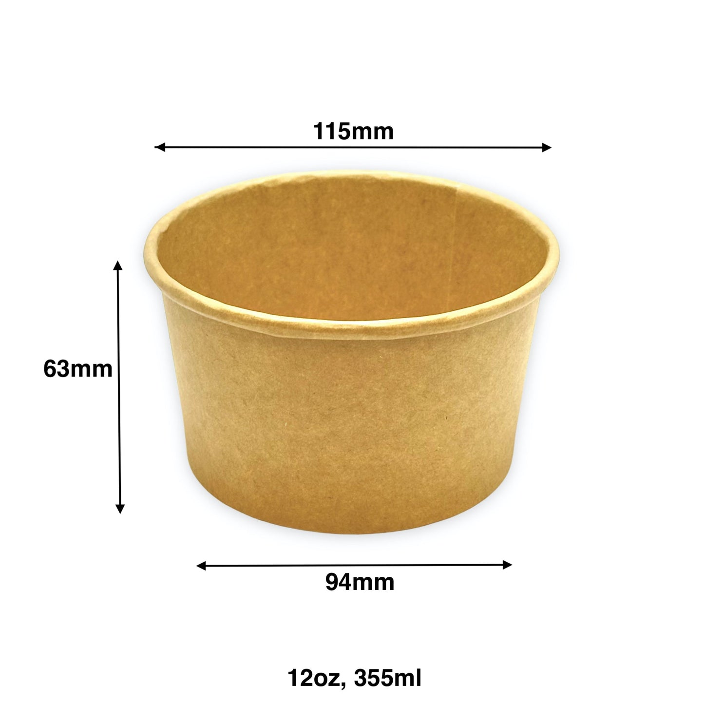 KIS-SC12| 12oz, 355ml Kraft Paper Soup Cup Base; From $0.079/pc
