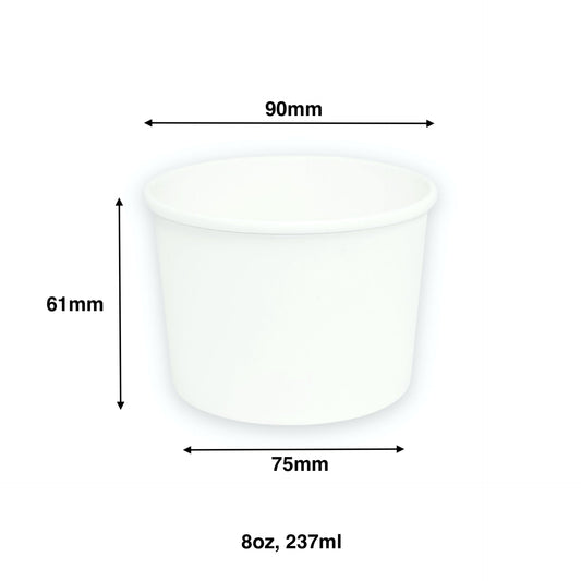 KIS-EM08G | 8oz, 240ml White Paper Soup Cup Base; From$0.06/pc