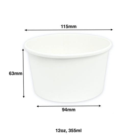 KIS-EM12G | 12oz, 355ml White Paper Soup Cup Base; From $0.069/pc