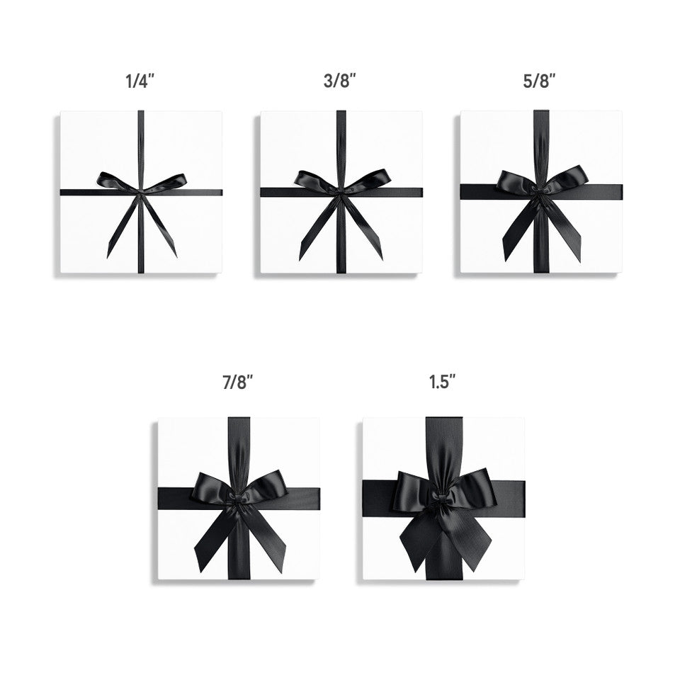 1pcs Black Solid Single Face Satin Ribbon; 5 Sizes