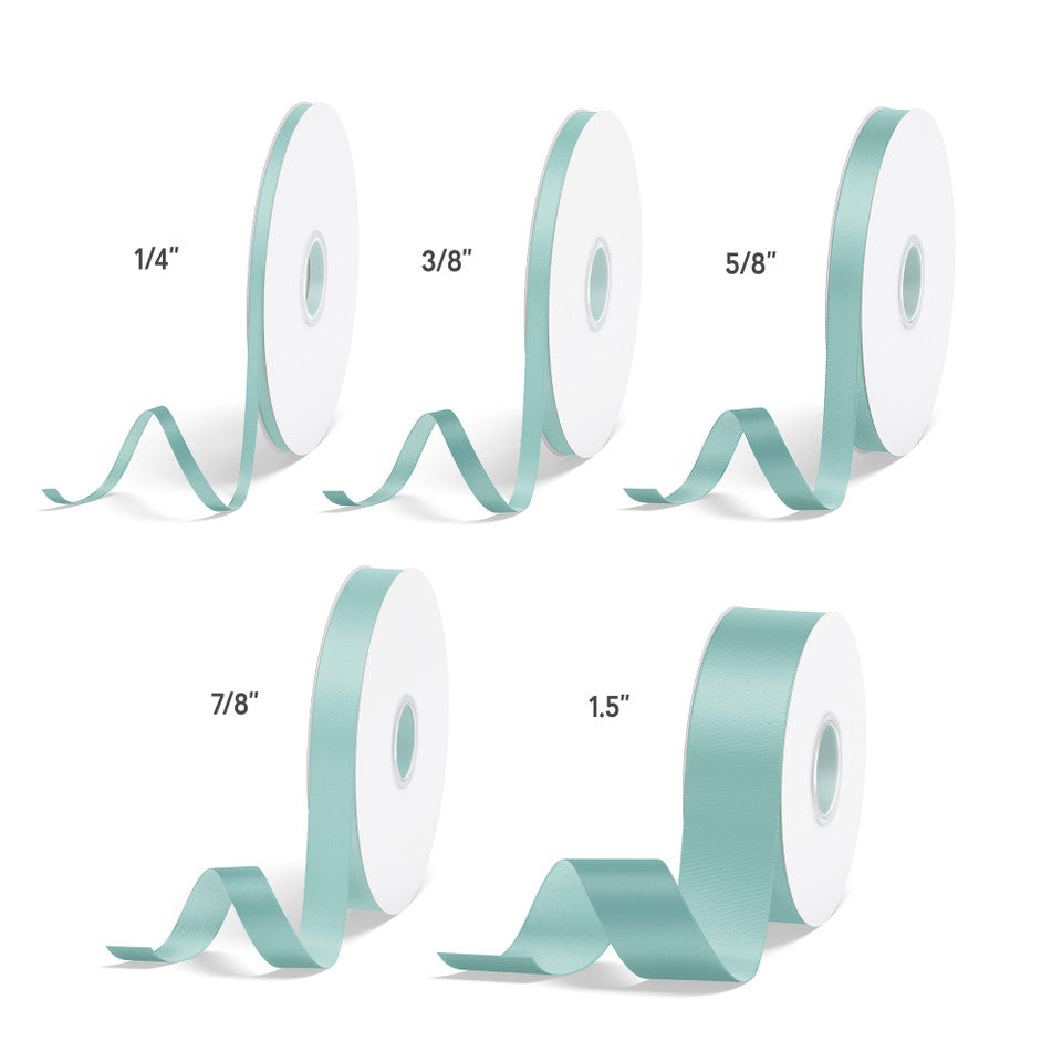 1pcs Aqua Solid Single Face Satin Ribbon; 5 Sizes