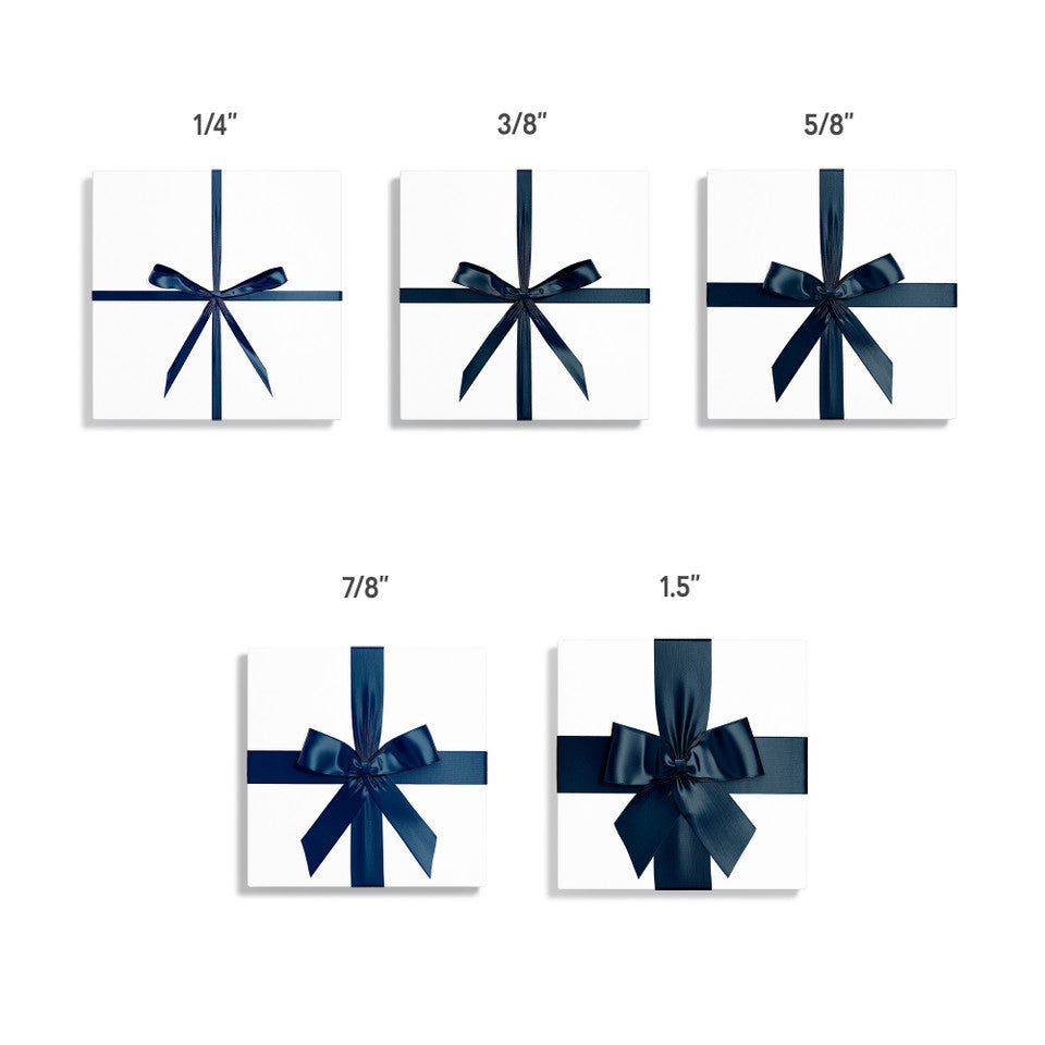 1pcs Navy Solid Single Face Satin Ribbon; 5 Sizes