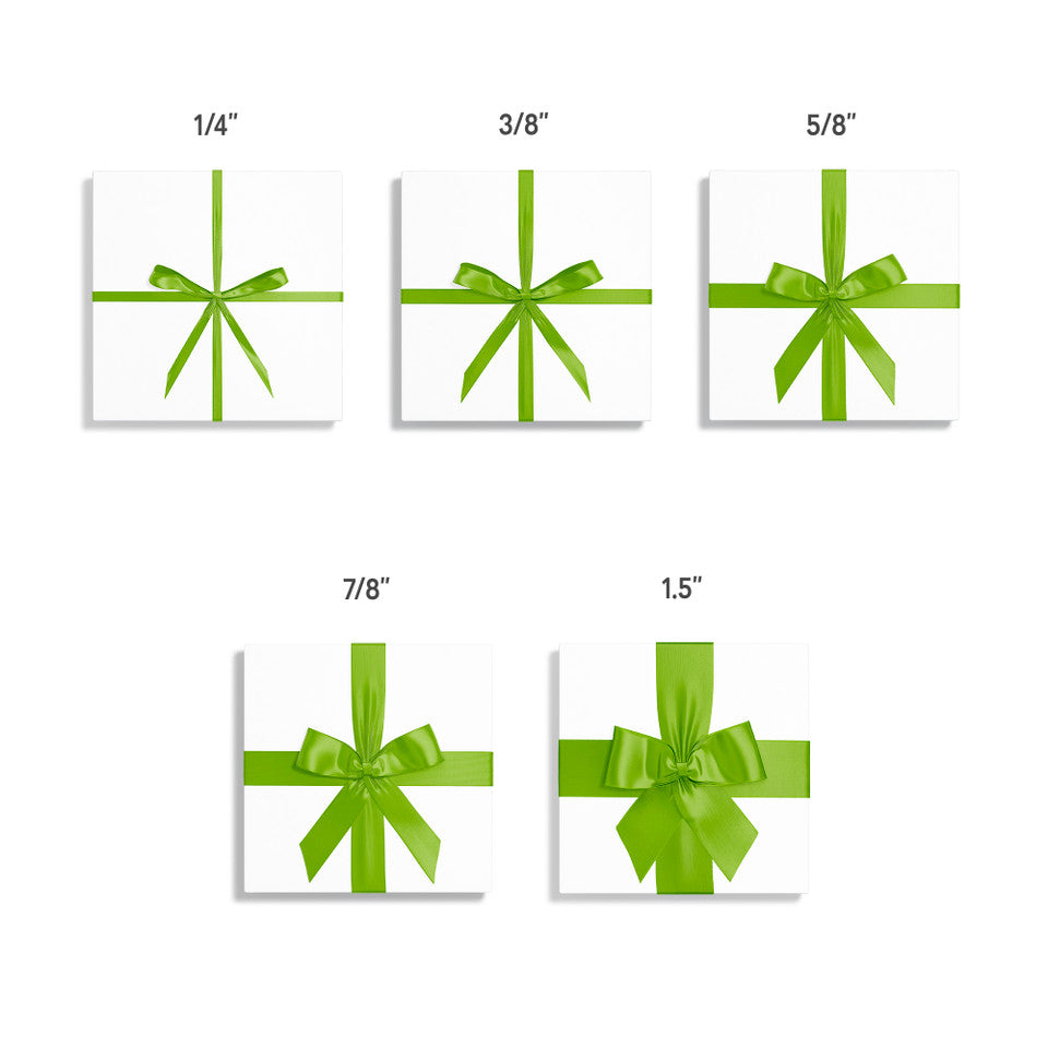 1pcs Kiwi Solid Single Face Satin Ribbon; 5 Sizes
