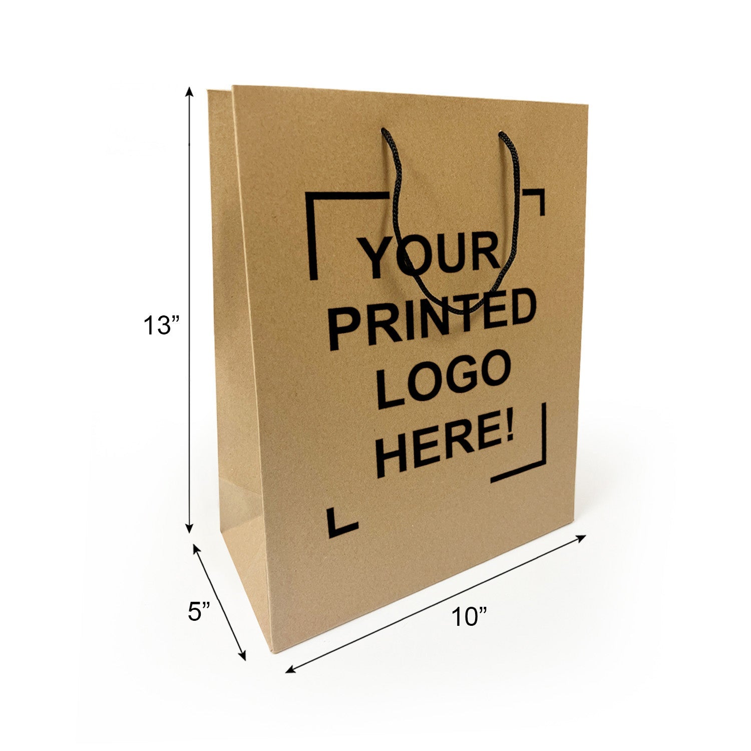 150 Pcs, Debbie, 10x5x13 inches, Kraft Euro Tote Paper Bags, with Rope Handle, Full Color Custom Print