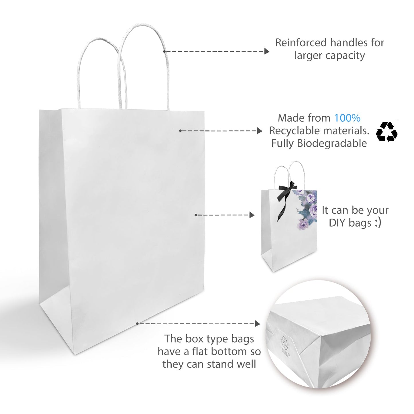 Debbie 10x5x13 White Kraft Paper Bags Twisted Handles, $1.025/pc, 50pcs/bundle, sold by bundle