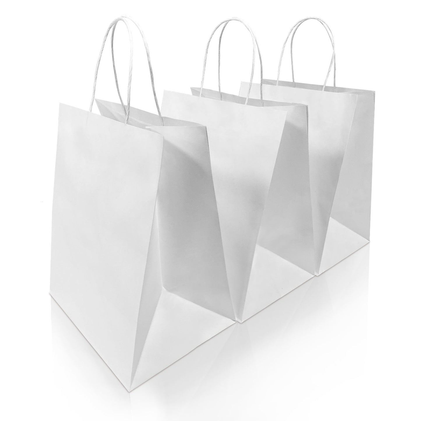 250 Pcs, Bistro, 10x6.75x12 inches, White Paper Bags, with Twisted Handle