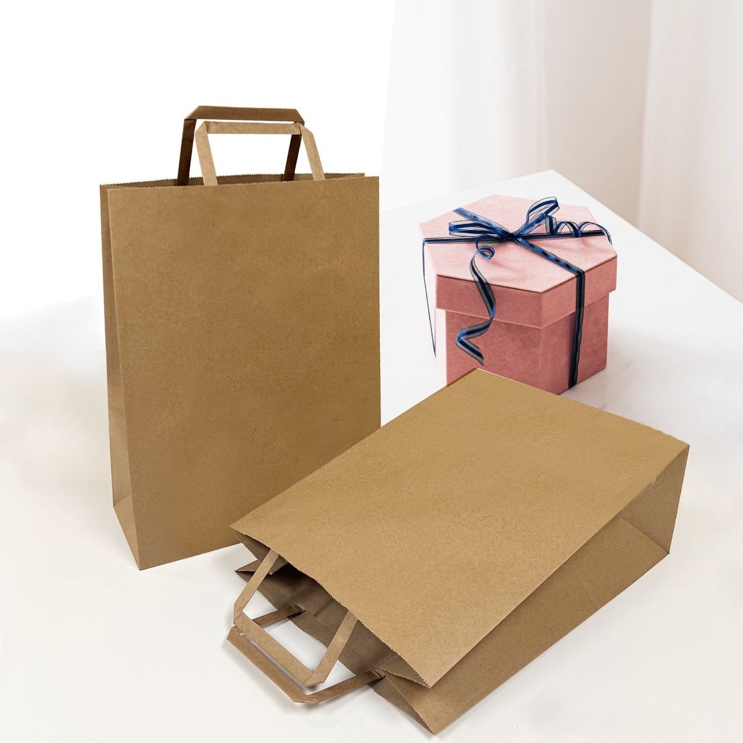 Debbie 10x5x13 inches Kraft Paper Bag Flat Handles, $0.925/pc, 50pcs/bundle, sold by bundle