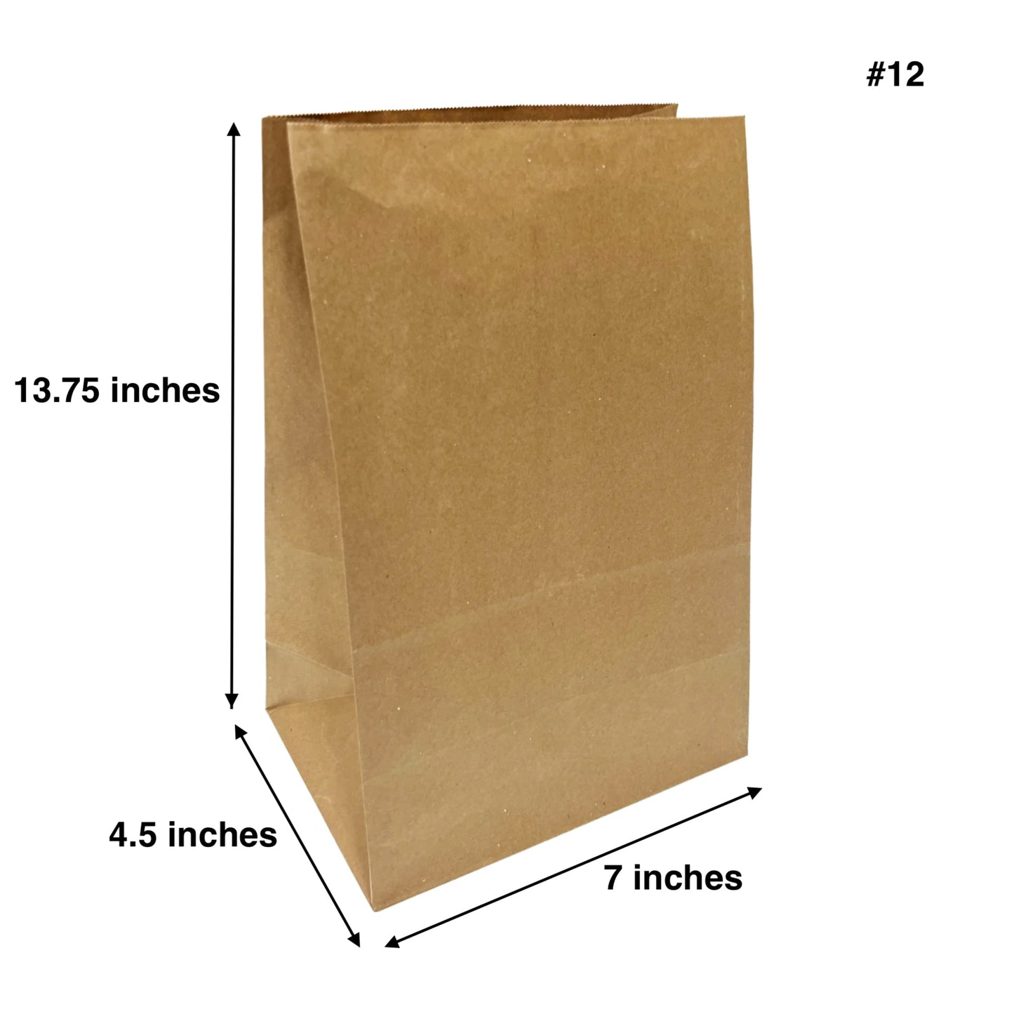 500pcs #12 Grocery Bags 7x4.5x13.75 inches; $0.075/pc